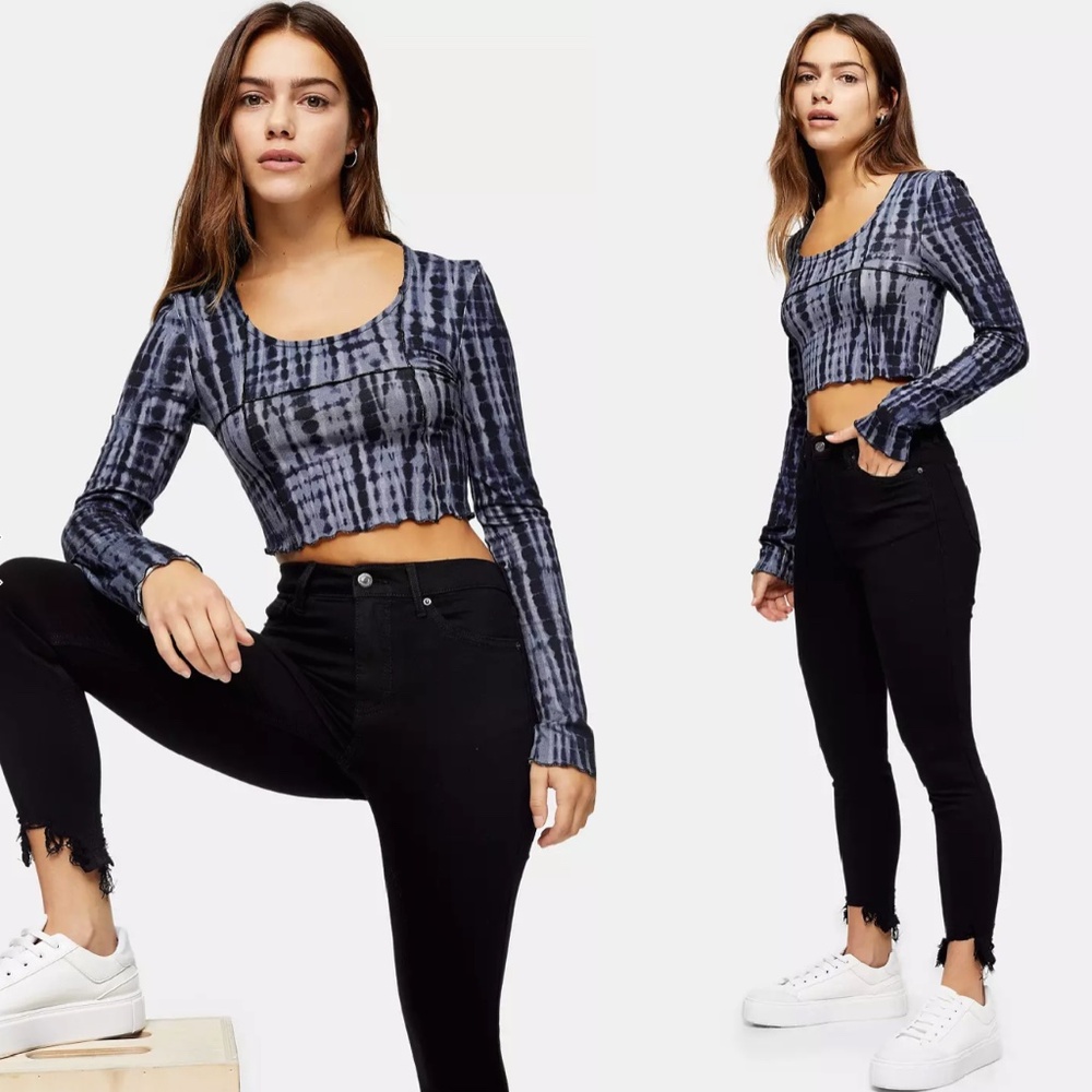 Topshop Jamie Black Raw Jagged Hem Skinny Jeans